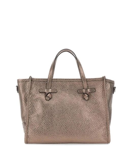 MARCELLA CLUB Brown Large Miss Marcella32 Grained Leather Tote Bag