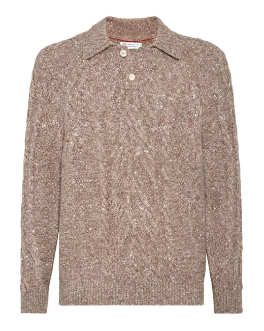 Maglione Stile Polo di Brunello Cucinelli in Brown da Uomo