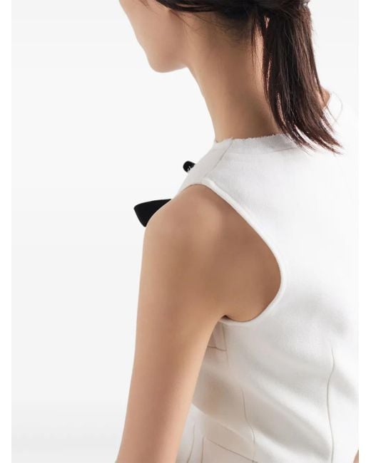 Robe Sans Manches À Détails De Nœuds Prada en coloris White