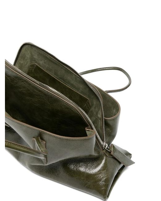 The Attico Green Medium La Passeggiata Leather Tote Bag
