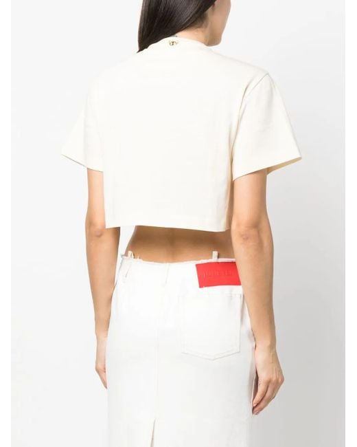 Rabanne Gray Chainmail-Panel Cropped T-Shirt