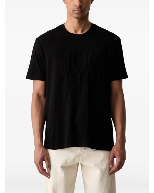 ARMANI EXCHANGE Black Logo-Embossed T-Shirt for men
