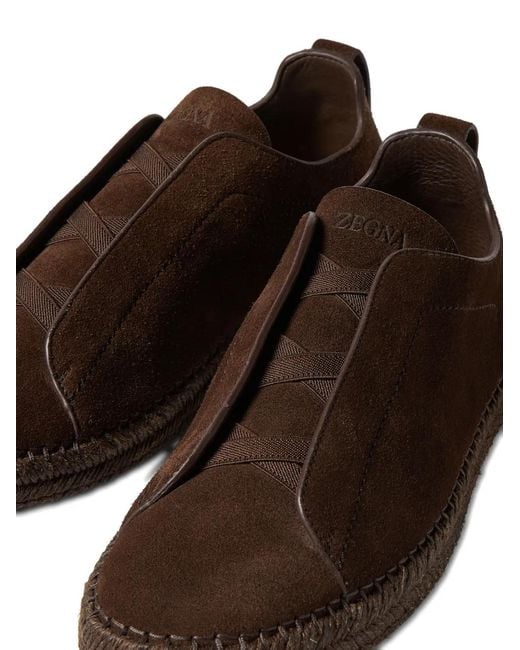 Zegna Brown Triple-Stitch Espadrilles for men