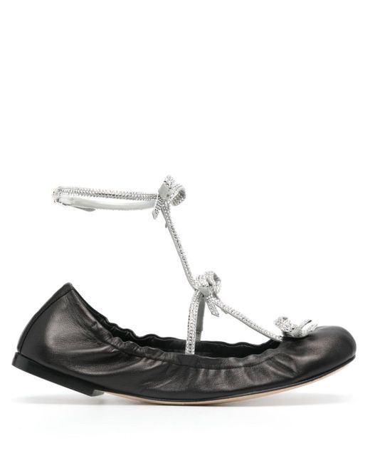 Caterina leather ballerina shoes di Rene Caovilla in White