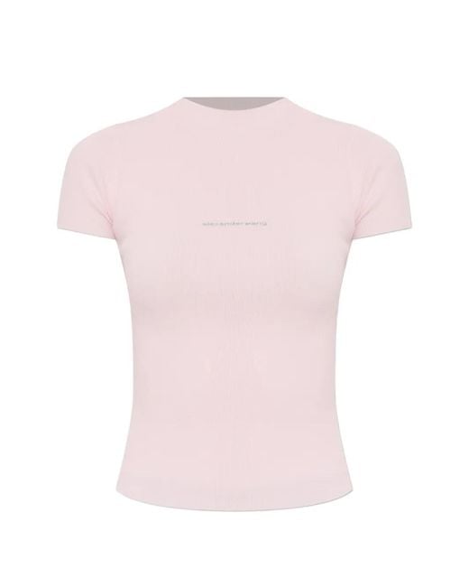Alexander Wang Pink Knit Logo Baby Tee