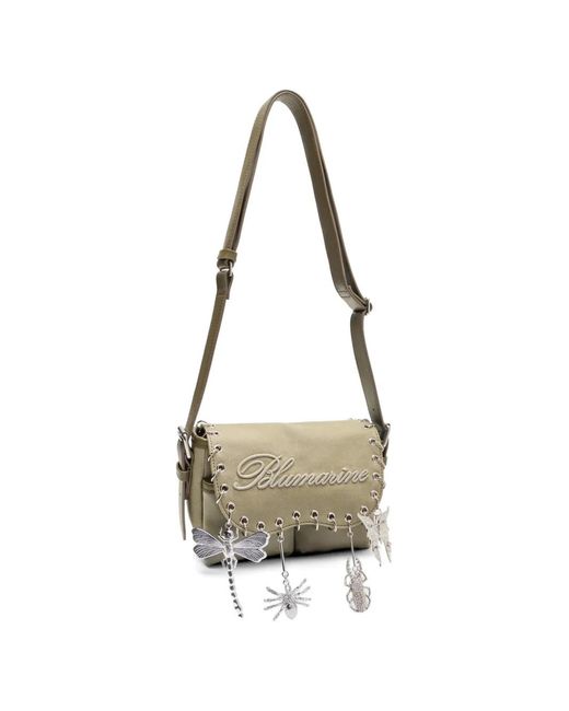 Blumarine White Embroidery Charm Shoulder Bag