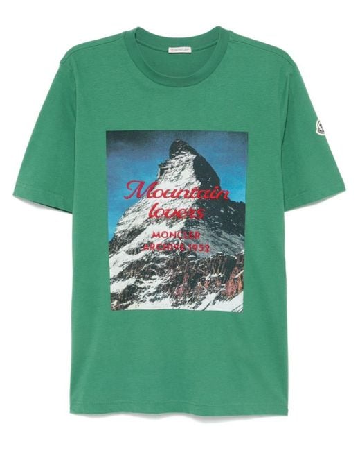 Moncler Green Mountain-Motif T-Shirt for men