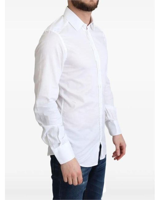 Dolce & Gabbana White Button-Down Collared Shirt for men