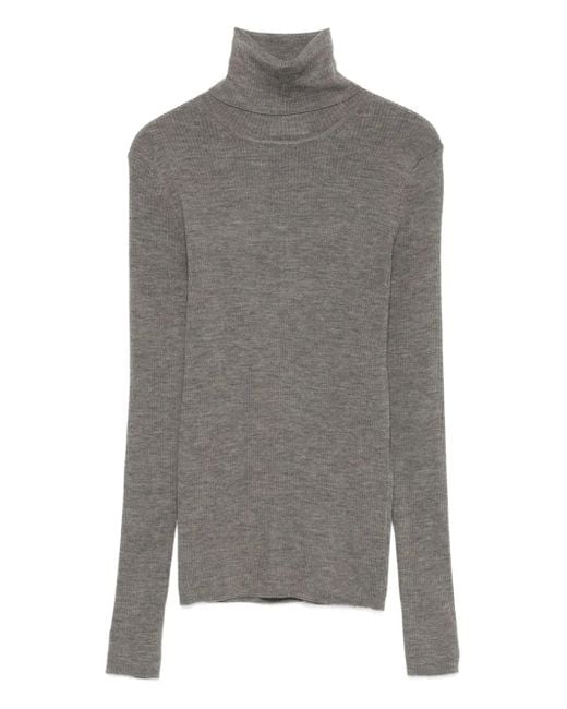 P.A.R.O.S.H. Gray Gerippter Pullover Mit Stehkragen