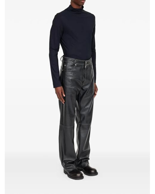 MM6 by Maison Margiela Black Leather-Effect Trousers for men