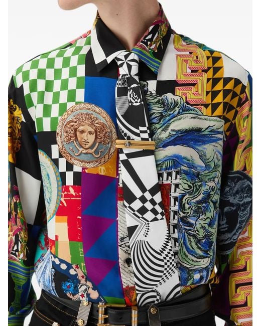 Versace White Printed Silk Twill Tie for men