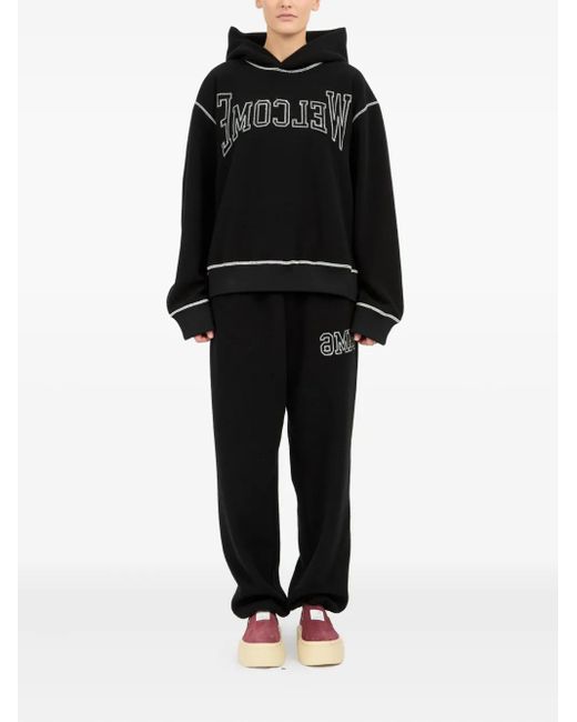MM6 by Maison Martin Margiela Black Logo-Embroidered Hoodie