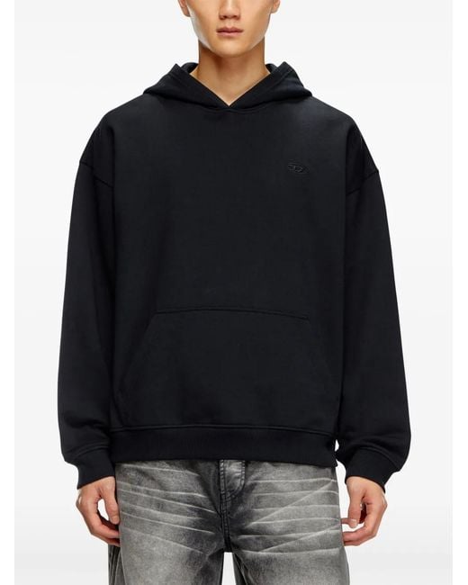 DIESEL Black S-Boxt-Hoodie With Bleached Logo for men