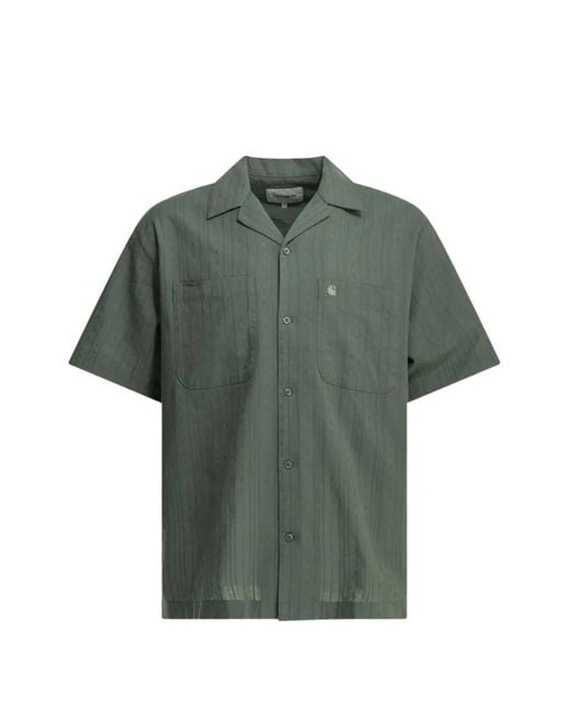 Carhartt Green Embroidered-Logo Short-Sleeve Shirt for men