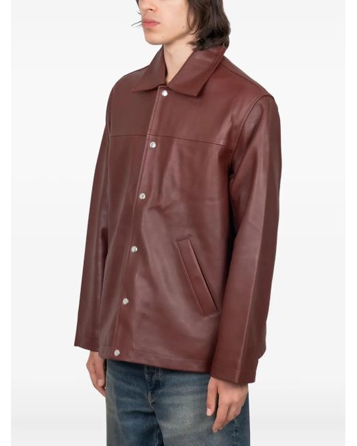 sunflower Brown Button-Fastening Leather Jacket for men