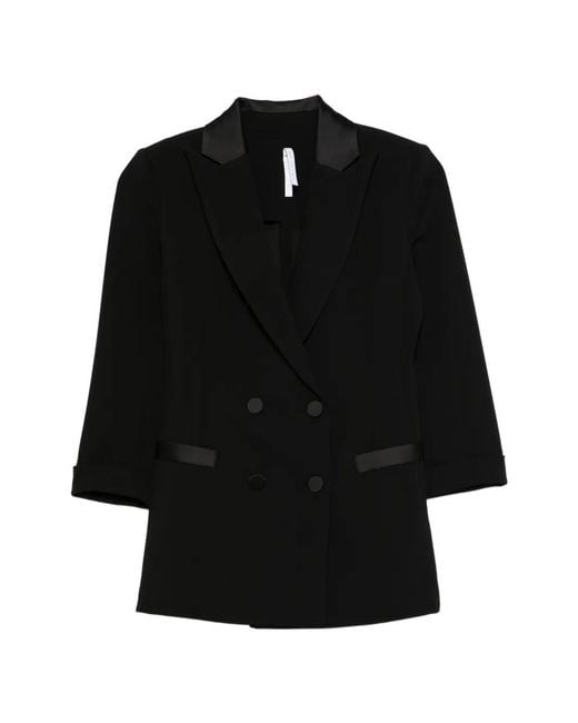 Imperial Black Double-Breasted Collared Blazer