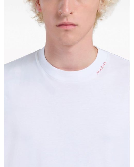 T-shirt con ricamo di Marni in White da Uomo