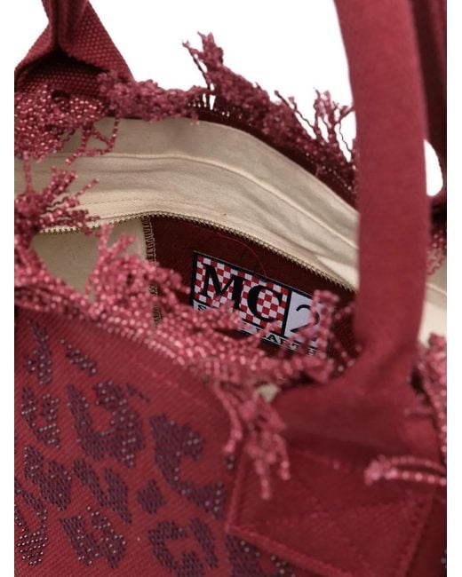 Mc2 Saint Barth Purple Vanity Leopard-Beaded Tote Bag