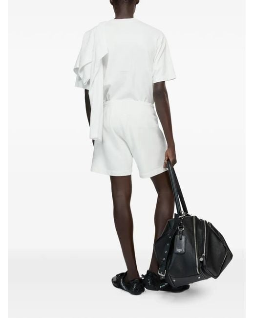 Acne White Logo-Patch Shorts