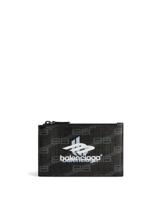 Balenciaga Black Monogram-pattern Zipped Wallet for men