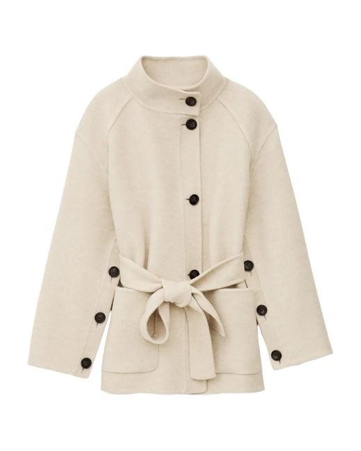 Ba&sh Natural Lourthney Belted-Buttoned Coat