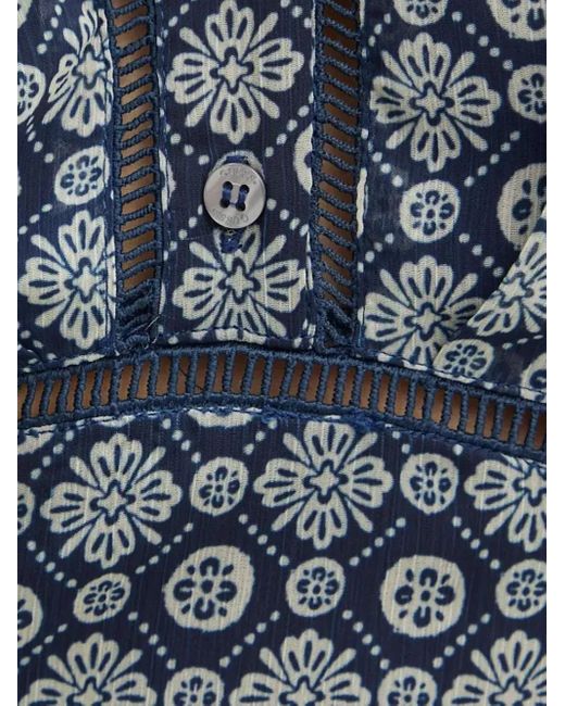 Guess Blue Floral-Pattern V-Neck Mini Dress