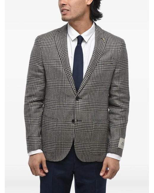 Corneliani Gray Houndstooth Single-Breasted Blazer for men