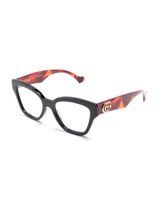 Gucci Black Gg-Motif Square-Frame Glasses