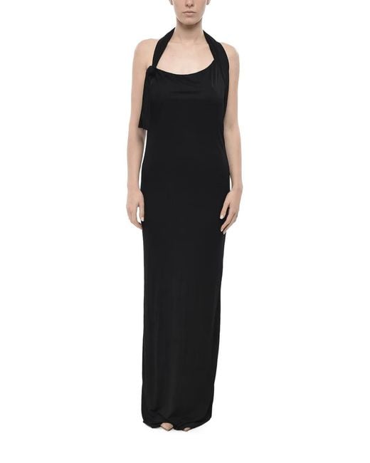 Saint Laurent Black Halterneck Open-Back Maxi Dress