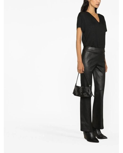 Rag & Bone Black Mid-Rise Flared Leather Trousers