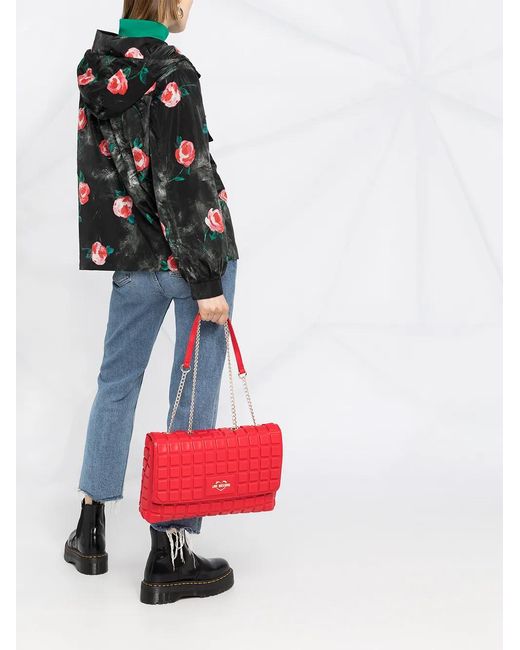 Moschino Black Rose Pattern Hooded Winbreaker