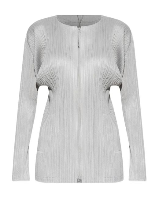 Pleats Please Issey Miyake Gray Monthly Colors: September Plissé Zip Jacket