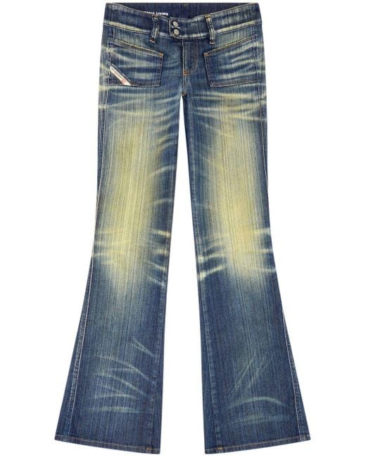 DIESEL Blue Tief sitzende D-Hush Bootcut-Jeans