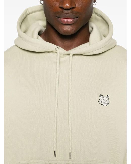 Maison Kitsuné White Minimalist Light Hoodie With Embroidered Fox Emblem for men