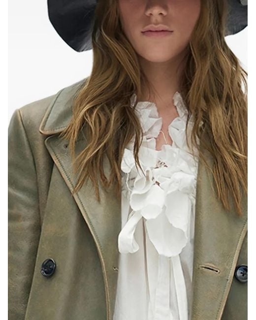 Ann Demeulemeester Agniet レザーダブルコート Green