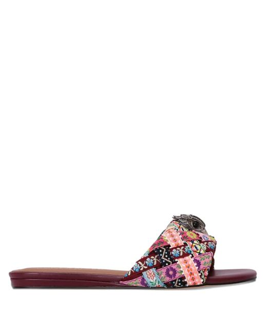 Kurt Geiger Pink Kensington Woven-Strap Flat Sandals
