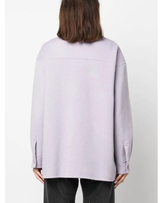 Calvin Klein Purple Spread-Collar Wool Shirt Jacket