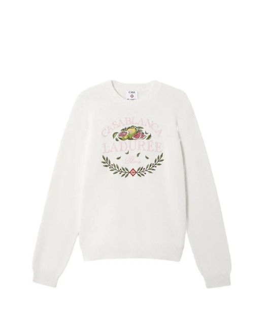 Casablanca White X Laduree Intarsia-Knit Sweater