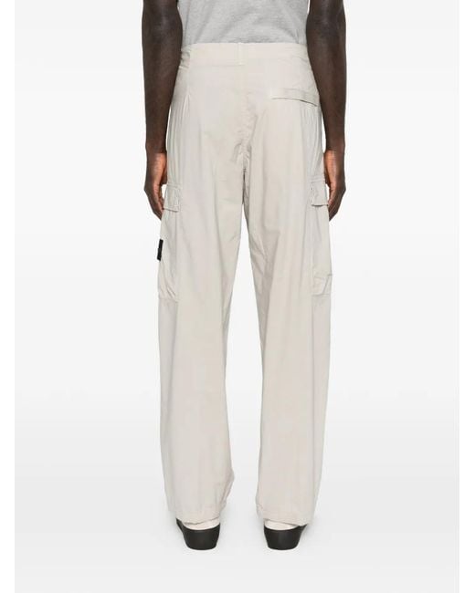 Stone Island White Classic Trousers for men