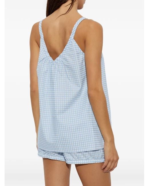 Posse Blue Lila Gingham Tie-Fastening Top