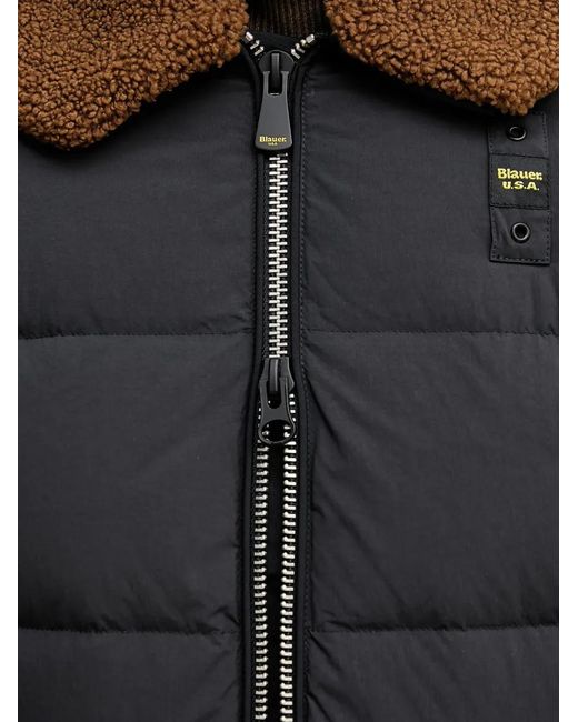 Blauer Black Reynold Teddy-Collar Padded Jacket for men