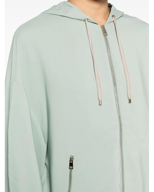 Lorena Antoniazzi Green Stretch-Virgin Wool Hooded Jacket