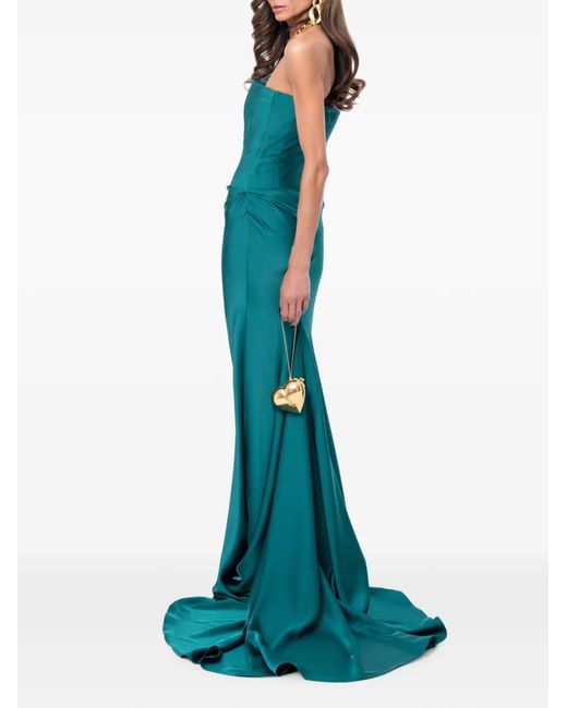 Ana Radu Green Strapless Draped Maxi Dress