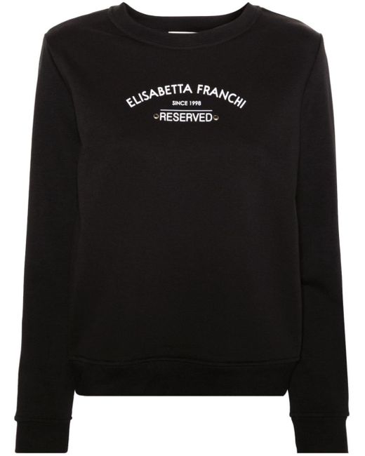 Sweat en jersey à logo imprimé Elisabetta Franchi en coloris Black