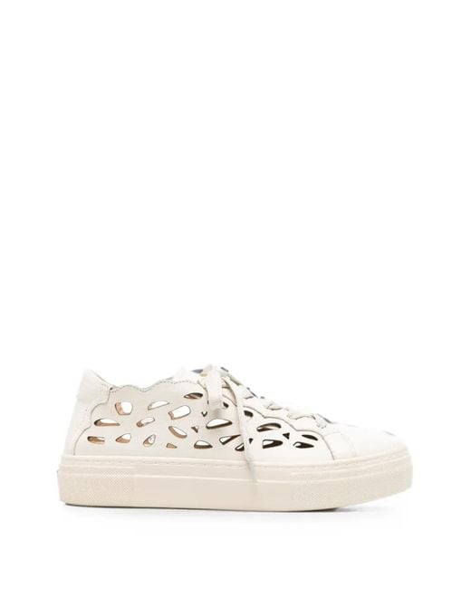 SERGIO MORETTI FIRENZE White Cut-Out Scalloped Sneakers