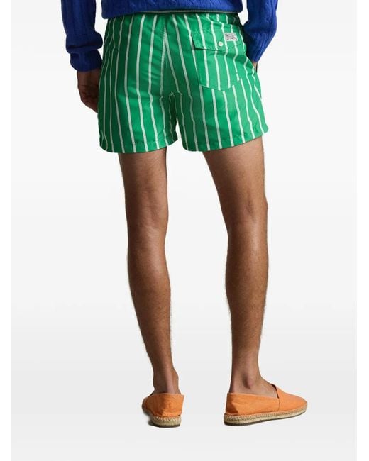Polo Ralph Lauren Green Traveler Striped Swim Shorts for men