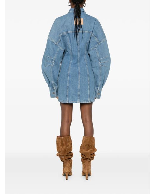 The Attico Blue Buttoned Mini Dress