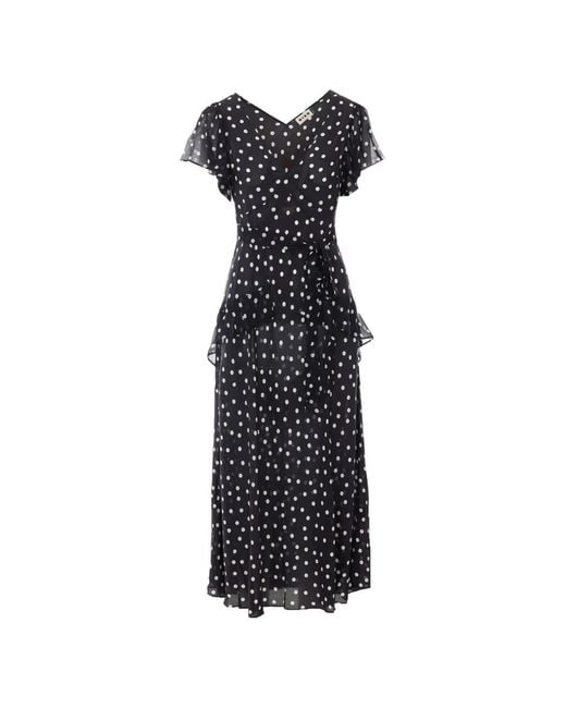 Rixo Black Evie Bohemia Polka Dot Silk Maxi Dress