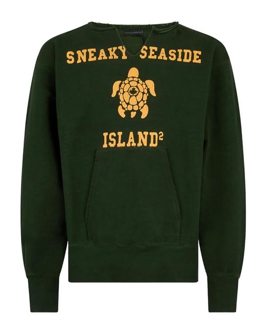 DSquared² Green Vintage Dyed Long & Lean Fit Crewneck for men