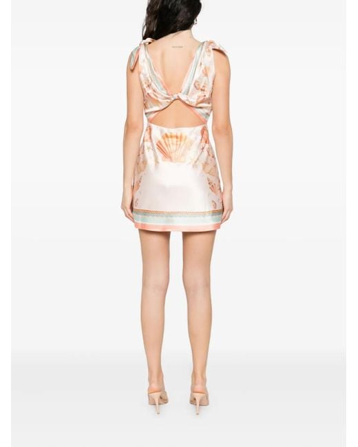 retroféte Icelyn Mini-Jurk Met Geknoopte Voorkant En Schelpenprint in het White